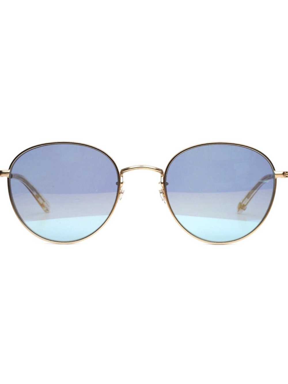 Garrett Leight Paloma M Gold Frame Sunglasses with Blue Mirror Lenses